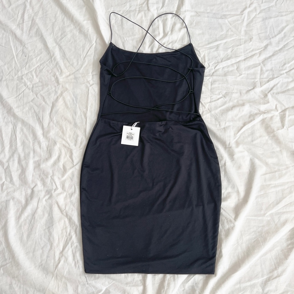 NWT black criss cross open back dress